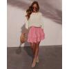 image:imageonlypuff Flowy Shorts for Women Ruffle Skorts Tiered Teen Girls Country Concert Outfits Golf Tennis Skort Under Sweater Skirt 01pink