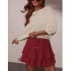 image:imageonlypuff Flowy Shorts for Women Ruffle Skorts Tiered Teen Girls Country Concert Outfits Golf Tennis Skort Under Sweater Skirt 01red