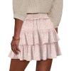 image:imageonlypuff Flowy Shorts for Women Ruffle Skorts Tiered Teen Girls Country Concert Outfits Golf Tennis Skort Under Sweater Skirt 03apricot Pink