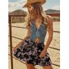 image:imageonlypuff Flowy Shorts for Women Ruffle Skorts Tiered Teen Girls Country Concert Outfits Golf Tennis Skort Under Sweater Skirt 03black Floral