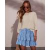 image:imageonlypuff Flowy Shorts for Women Ruffle Skorts Tiered Teen Girls Country Concert Outfits Golf Tennis Skort Under Sweater Skirt 03blue White
