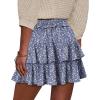 image:imageonlypuff Flowy Shorts for Women Ruffle Skorts Tiered Teen Girls Country Concert Outfits Golf Tennis Skort Under Sweater Skirt 03floral Blue