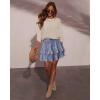 image:imageonlypuff Flowy Shorts for Women Ruffle Skorts Tiered Teen Girls Country Concert Outfits Golf Tennis Skort Under Sweater Skirt 03floral Blue