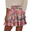 image:imageonlypuff Flowy Shorts for Women Ruffle Skorts Tiered Teen Girls Country Concert Outfits Golf Tennis Skort Under Sweater Skirt 03red Floral