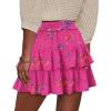 image:imageonlypuff Flowy Shorts for Women Ruffle Skorts Tiered Teen Girls Country Concert Outfits Golf Tennis Skort Under Sweater Skirt 03rose