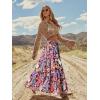 image:imageonlypuff Maxi Skirt for Women Boho Western Skirts High Waist Long Skirt with Pockets Fall Festival Outfits Clothing01 Floralrosered