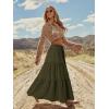 image:imageonlypuff Maxi Skirt for Women Boho Western Skirts High Waist Long Skirt with Pockets Fall Festival Outfits Clothing02 Army Green