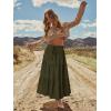 image:imageonlypuff Maxi Skirt for Women Boho Western Skirts High Waist Long Skirt with Pockets Fall Festival Outfits Clothing02 Army Green