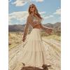 image:imageonlypuff Maxi Skirt for Women Boho Western Skirts High Waist Long Skirt with Pockets Fall Festival Outfits Clothing02 Beige