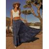 image:imageonlypuff Maxi Skirt for Women Boho Western Skirts High Waist Long Skirt with Pockets Fall Festival Outfits Clothing02 Blue Flower