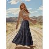image:imageonlypuff Maxi Skirt for Women Boho Western Skirts High Waist Long Skirt with Pockets Fall Festival Outfits Clothing02 Blue Flower