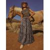 image:imageonlypuff Maxi Skirt for Women Boho Western Skirts High Waist Long Skirt with Pockets Fall Festival Outfits Clothing02 Brown Floral
