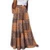image:imageonlypuff Maxi Skirt for Women Boho Western Skirts High Waist Long Skirt with Pockets Fall Festival Outfits Clothing02 Brown Pattern