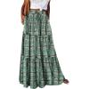 image:imageonlypuff Maxi Skirt for Women Boho Western Skirts High Waist Long Skirt with Pockets Fall Festival Outfits Clothing02 Green Ink Flower