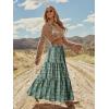 image:imageonlypuff Maxi Skirt for Women Boho Western Skirts High Waist Long Skirt with Pockets Fall Festival Outfits Clothing02 Green Ink Flower