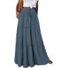 image:imageonlypuff Maxi Skirt for Women Boho Western Skirts High Waist Long Skirt with Pockets Fall Festival Outfits Clothing02 Grey Blue