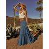 image:imageonlypuff Maxi Skirt for Women Boho Western Skirts High Waist Long Skirt with Pockets Fall Festival Outfits Clothing02 Grey Blue