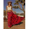 image:imageonlypuff Maxi Skirt for Women Boho Western Skirts High Waist Long Skirt with Pockets Fall Festival Outfits Clothing02 Red Floral