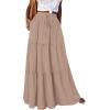 image:imageonlypuff Maxi Skirt for Women Boho Western Skirts High Waist Long Skirt with Pockets Fall Festival Outfits Clothing02 Solidtan