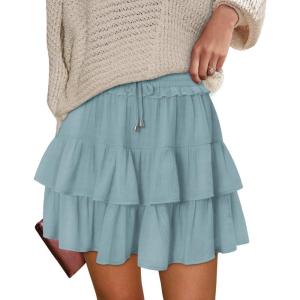 image:imageonlypuff Flowy Shorts for Women Ruffle Skorts Tiered Teen Girls Country Concert Outfits Golf Tennis Skort Under Sweater Skirt 01blue Green