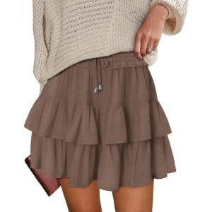 image:imageonlypuff Flowy Shorts for Women Ruffle Skorts Tiered Teen Girls Country Concert Outfits Golf Tennis Skort Under Sweater Skirt 01coffee