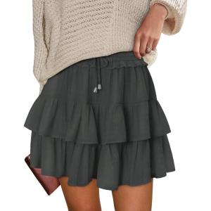 image:imageonlypuff Flowy Shorts for Women Ruffle Skorts Tiered Teen Girls Country Concert Outfits Golf Tennis Skort Under Sweater Skirt 01dark Grey