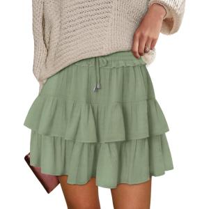 image:imageonlypuff Flowy Shorts for Women Ruffle Skorts Tiered Teen Girls Country Concert Outfits Golf Tennis Skort Under Sweater Skirt 01grass Green