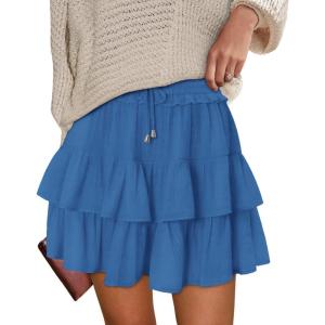 image:imageonlypuff Flowy Shorts for Women Ruffle Skorts Tiered Teen Girls Country Concert Outfits Golf Tennis Skort Under Sweater Skirt 01ocean Blue