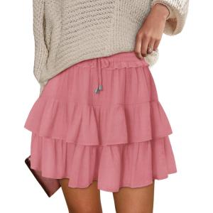 image:imageonlypuff Flowy Shorts for Women Ruffle Skorts Tiered Teen Girls Country Concert Outfits Golf Tennis Skort Under Sweater Skirt 01pink