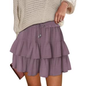 image:imageonlypuff Flowy Shorts for Women Ruffle Skorts Tiered Teen Girls Country Concert Outfits Golf Tennis Skort Under Sweater Skirt 01purple