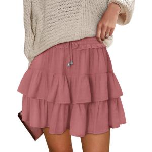 image:imageonlypuff Flowy Shorts for Women Ruffle Skorts Tiered Teen Girls Country Concert Outfits Golf Tennis Skort Under Sweater Skirt 01red Bean