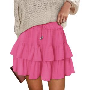 image:imageonlypuff Flowy Shorts for Women Ruffle Skorts Tiered Teen Girls Country Concert Outfits Golf Tennis Skort Under Sweater Skirt 01rose