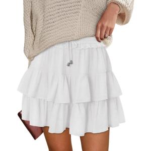 image:imageonlypuff Flowy Shorts for Women Ruffle Skorts Tiered Teen Girls Country Concert Outfits Golf Tennis Skort Under Sweater Skirt 01white