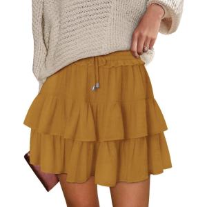 image:imageonlypuff Flowy Shorts for Women Ruffle Skorts Tiered Teen Girls Country Concert Outfits Golf Tennis Skort Under Sweater Skirt 01yellow