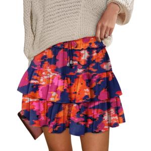 image:imageonlypuff Flowy Shorts for Women Ruffle Skorts Tiered Teen Girls Country Concert Outfits Golf Tennis Skort Under Sweater Skirt 03multicolor