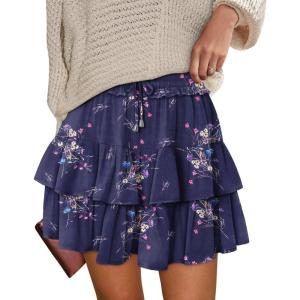 image:imageonlypuff Flowy Shorts for Women Ruffle Skorts Tiered Teen Girls Country Concert Outfits Golf Tennis Skort Under Sweater Skirt 03navy Blue