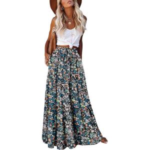 image:imageonlypuff Maxi Skirt for Women Boho Western Skirts High Waist Long Skirt with Pockets Fall Festival Outfits Clothing01 Floral Print