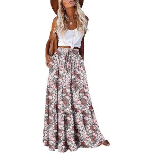 image:imageonlypuff Maxi Skirt for Women Boho Western Skirts High Waist Long Skirt with Pockets Fall Festival Outfits Clothing01 Greypinkflower
