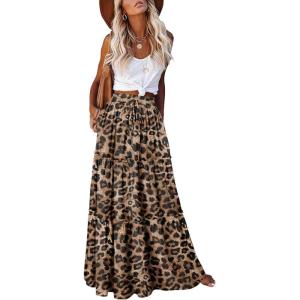 image:imageonlypuff Maxi Skirt for Women Boho Western Skirts High Waist Long Skirt with Pockets Fall Festival Outfits Clothing01 Leopard