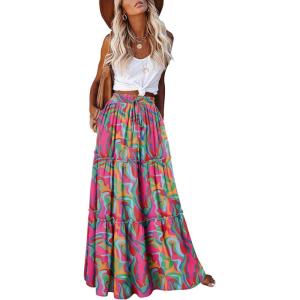 image:imageonlypuff Maxi Skirt for Women Boho Western Skirts High Waist Long Skirt with Pockets Fall Festival Outfits Clothing01 Multicolor
