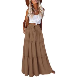 image:imageonlypuff Maxi Skirt for Women Boho Western Skirts High Waist Long Skirt with Pockets Fall Festival Outfits Clothing02 Khaki