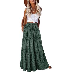 image:imageonlypuff Maxi Skirt for Women Boho Western Skirts High Waist Long Skirt with Pockets Fall Festival Outfits Clothing02 Leopard Teal