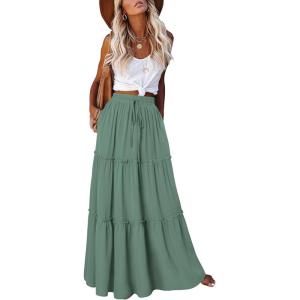 image:imageonlypuff Maxi Skirt for Women Boho Western Skirts High Waist Long Skirt with Pockets Fall Festival Outfits Clothing02 Spearmint